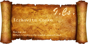 Iczkovits Cseke névjegykártya